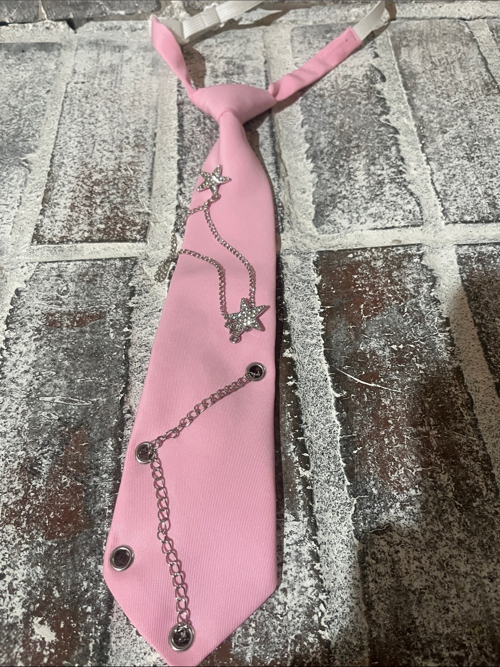 Pink Star Chain Accent  Necktie - Picture 2 of 4